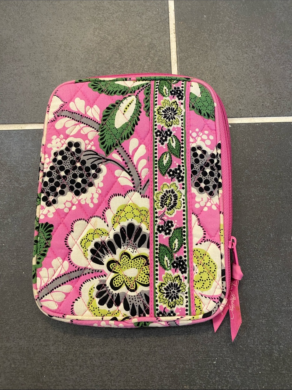 Vera Bradley Quilted Pink Floral Zipper Pouch